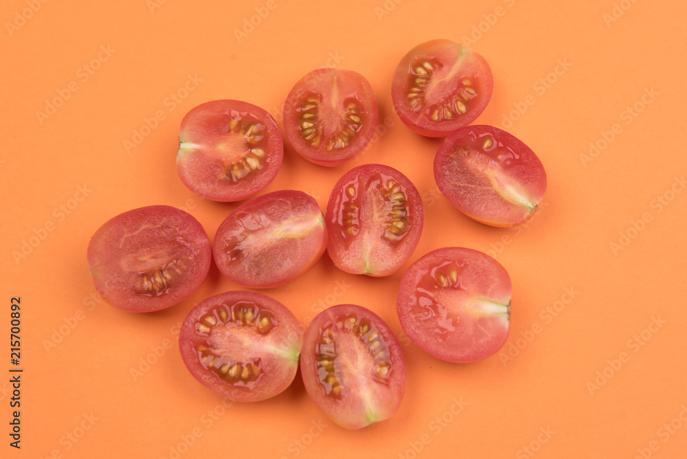 Cherry tomatoes on a colored background Cherry tomatoes on a colored background