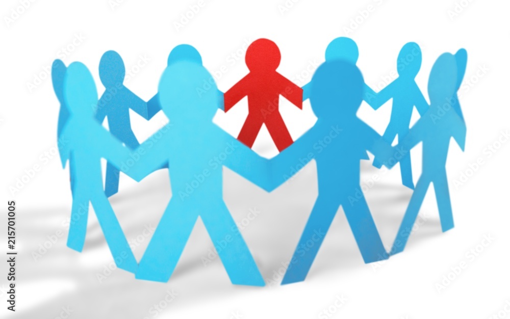 Red Paper Man in a Circle of Paper People Red Paper Man in a Circle of Paper People