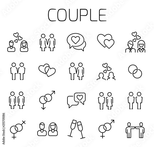 Couple related vector icon set.