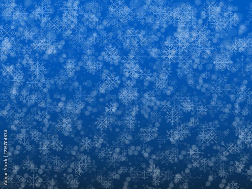 Christmas abstract background, falling snow.