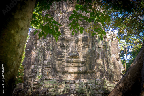 One of the many faces of the Bayon temple, Angkor Thom, Angkor Wat