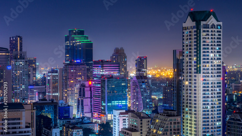 Downtown Silom financial district at night from the 38th floor of the State Tower, Bangkok