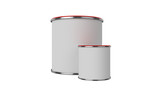 3D realistic render. Composition of two isolated paint can with red lid. Big and small. Design template.