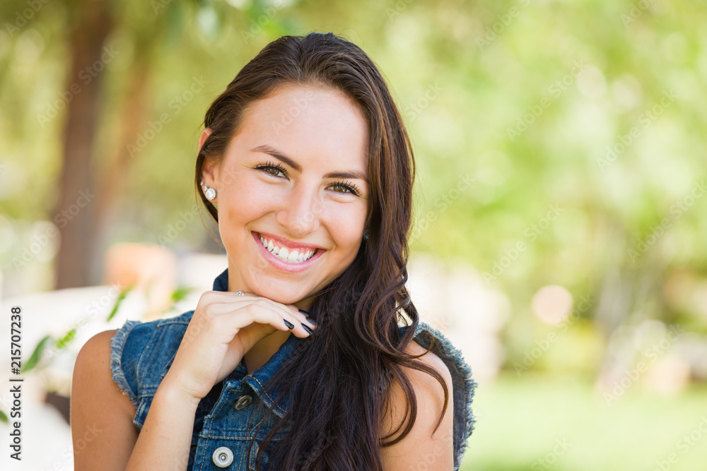 Attractive Mixed Race Girl Portrait Outdoors