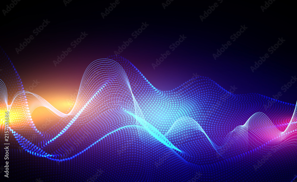 Abstract background with dots lines. Vector particles. Halftone wavy line For business, science, technology design Abstract background with dots lines. Vector particles. Halftone wavy line For business, science, technology design