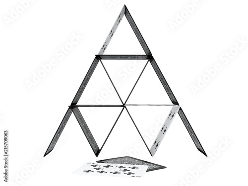 Wallpaper Mural house or castle of cards isolated on a white background 3d rendering Torontodigital.ca