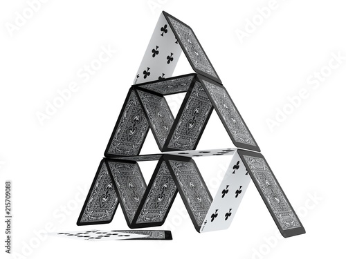 Wallpaper Mural house or castle of cards isolated on a white background 3d rendering Torontodigital.ca