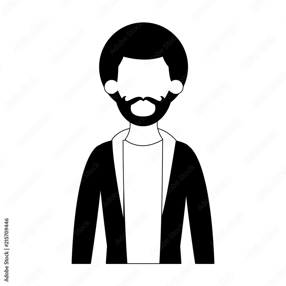 Young man cartoon profile vector illustration graphic design