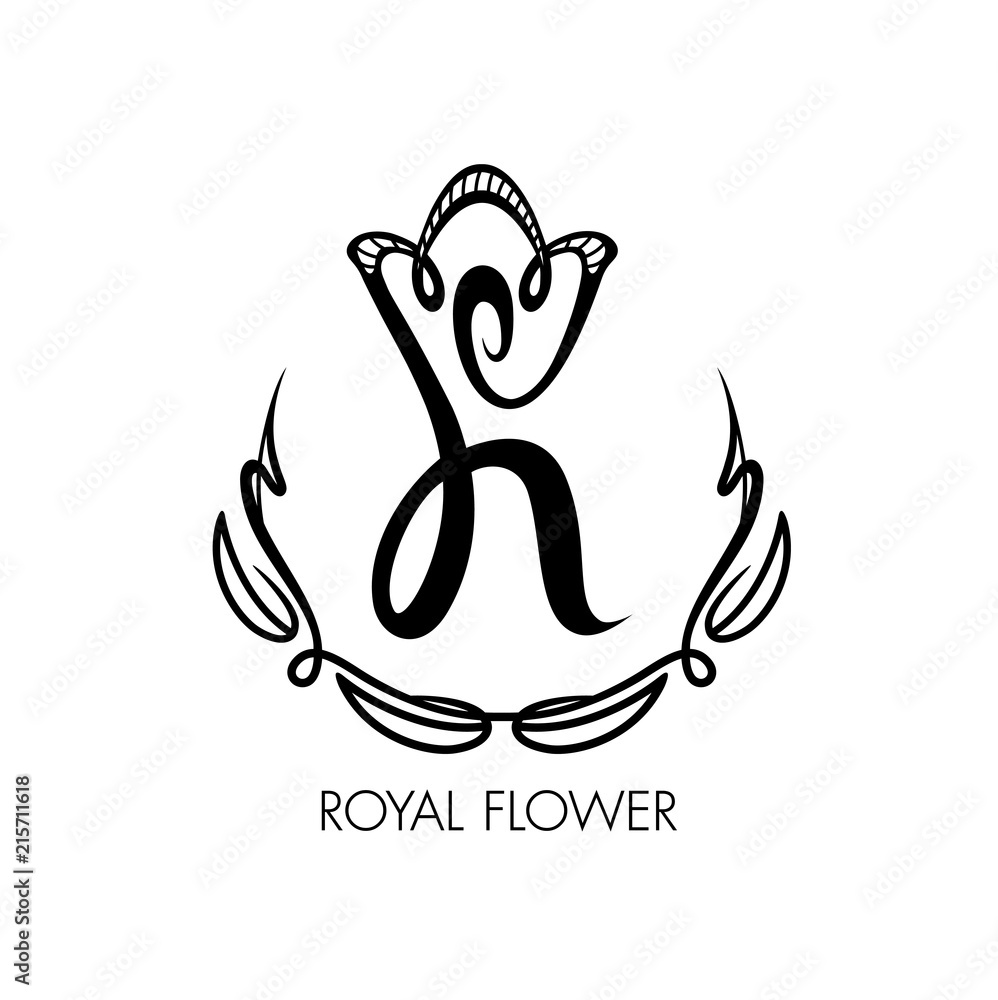 Elements of monogram, design, royal flower. Calligraphic elegant