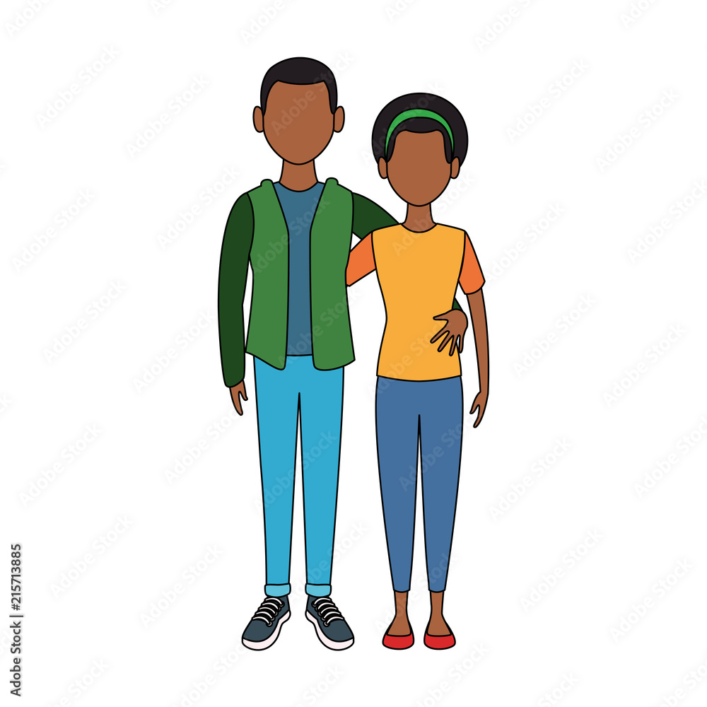 Young couple cartoon vector illustration graphic design