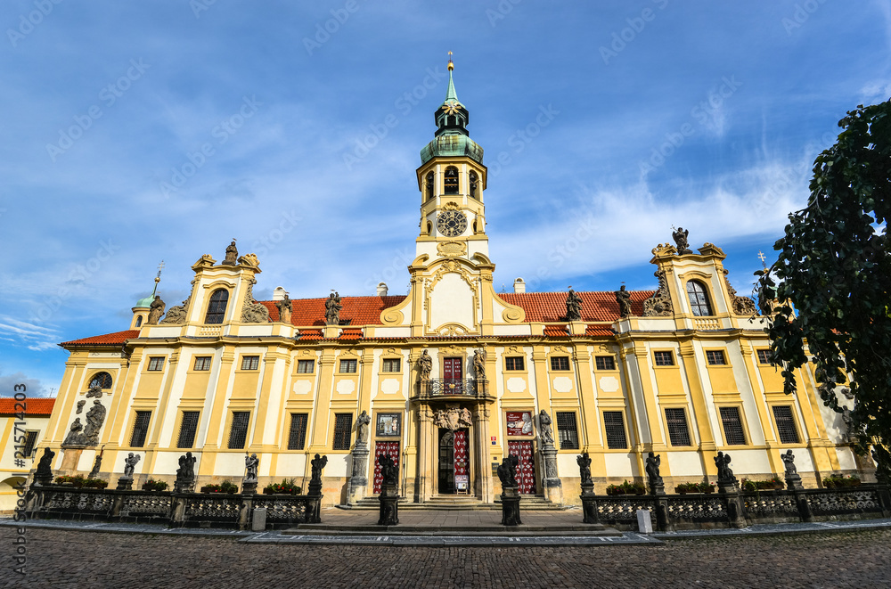 Prague, Czech Republic - October 12, 2017: The Prague Loreto is a remarkable Baroque historic monument, a place of pilgrimage with captivating history.