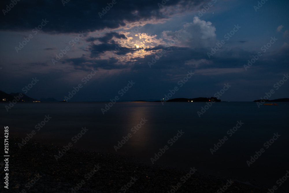 Fototapeta premium Moon over the Croatia's sea
