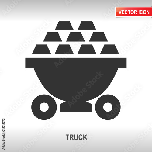 trolley with ore vector icon