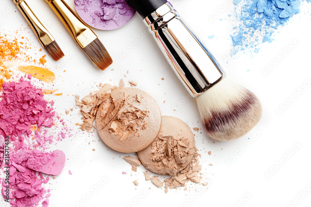 make-up cosmetics isolated on white background - obrazy, fototapety, plakaty 