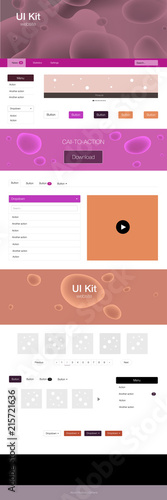 Dark Pink, Yellow vector ui kit with bubble shapes.