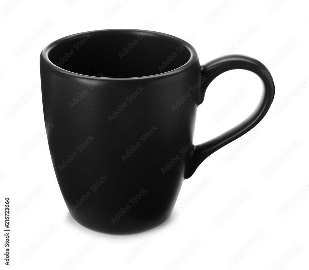 Empty black ceramic cup isolated on white