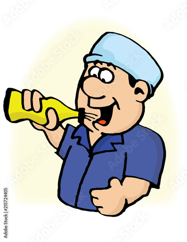 Trabajador bebiendo 