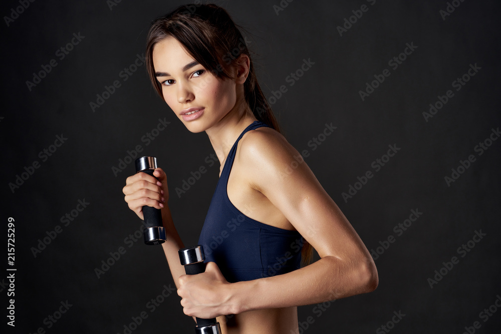 woman with dumbbells gymnastics fitness woman with dumbbells gymnastics fitness