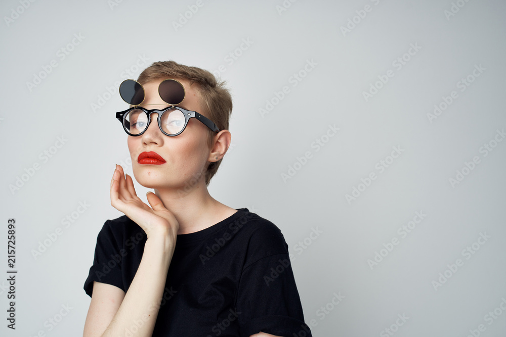 woman in black with glasses woman in black with glasses