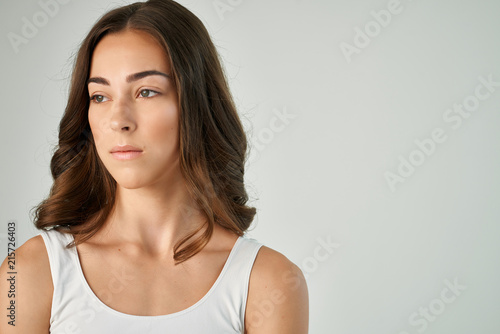 woman in white t-shirt