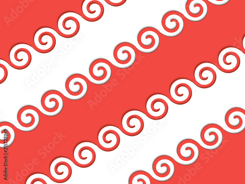 red ribbon with an ornament on the edges