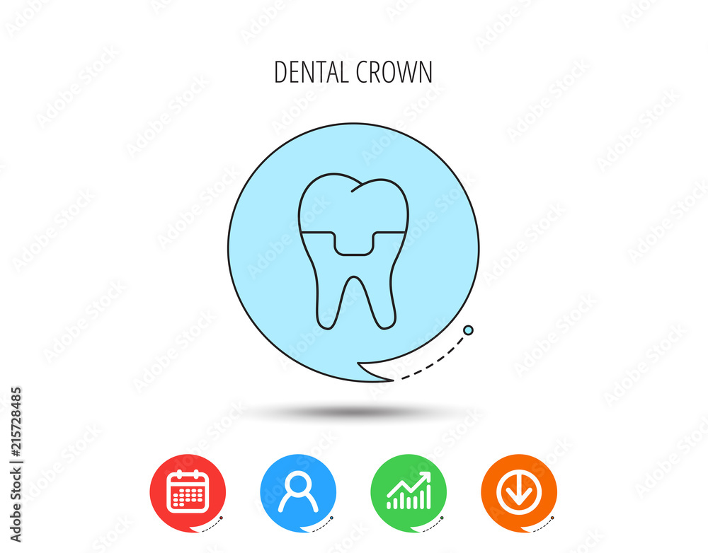 Dental crown icon. Tooth prosthesis sign. Dental crown icon. Tooth prosthesis sign.