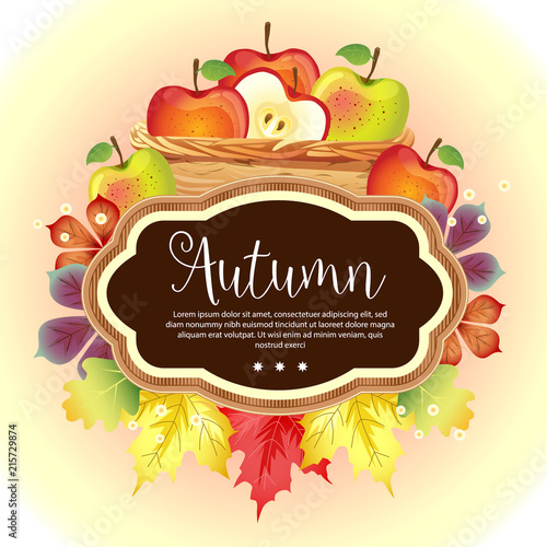 garden foliage template autumn apple basket