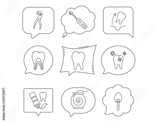 Tooth extraction, electric toothbrush icons.
