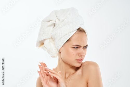 woman with a towel on her head
