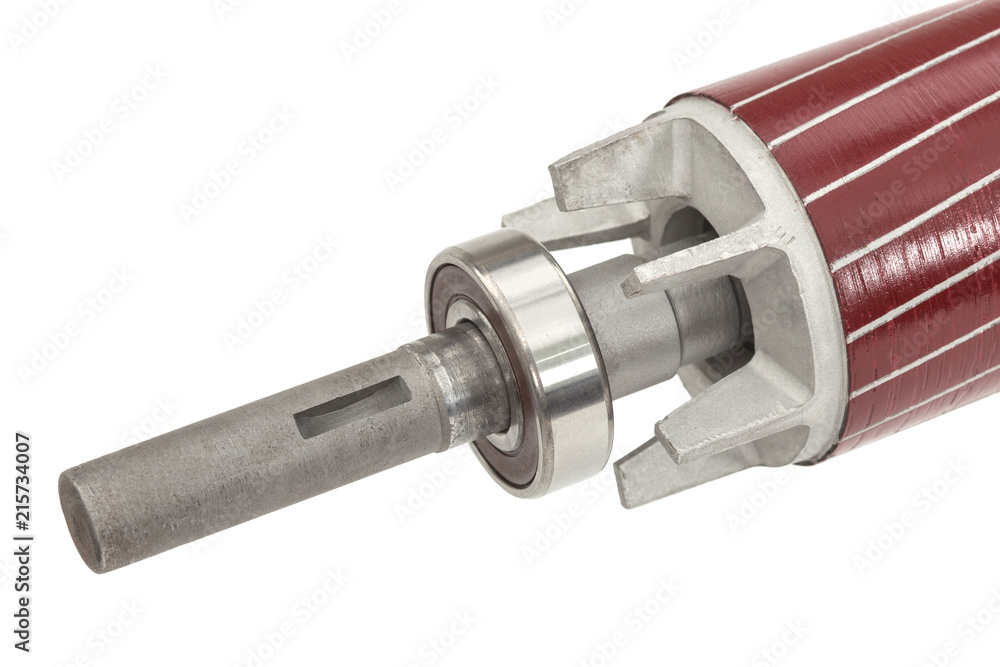 Rotor and ball bearing of electric motor, isolated on white background Rotor and ball bearing of electric motor, isolated on white background