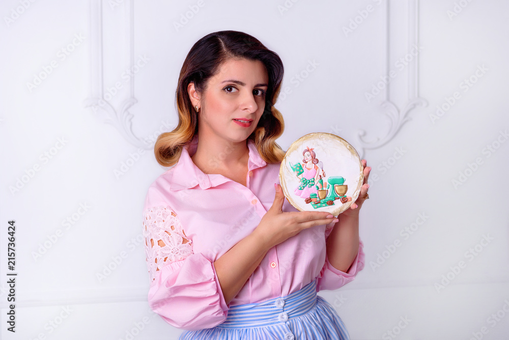 beautiful girl posing in studio fashionable and stylish