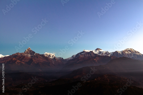 Sunrise over the Himalayas creating a beautiful scene