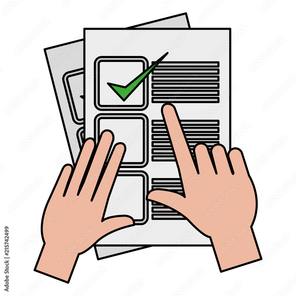 hand with checklist document hand with checklist document