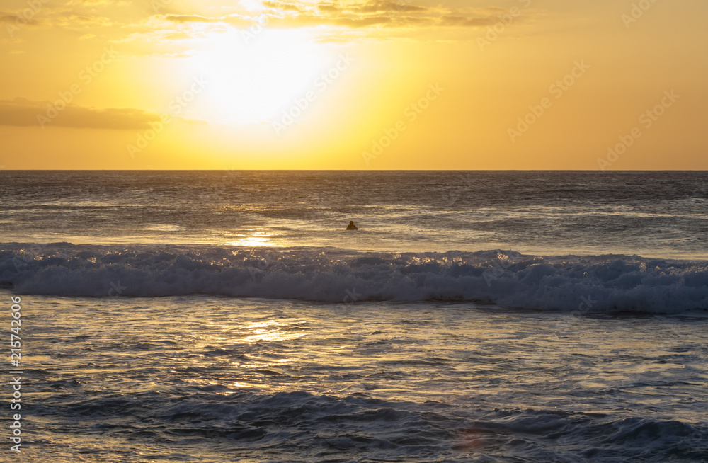 A surfer watching the Sunset