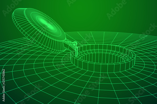 Cover rocket silo intercontinental ballistic missile. Wireframe low poly mesh vector illustration