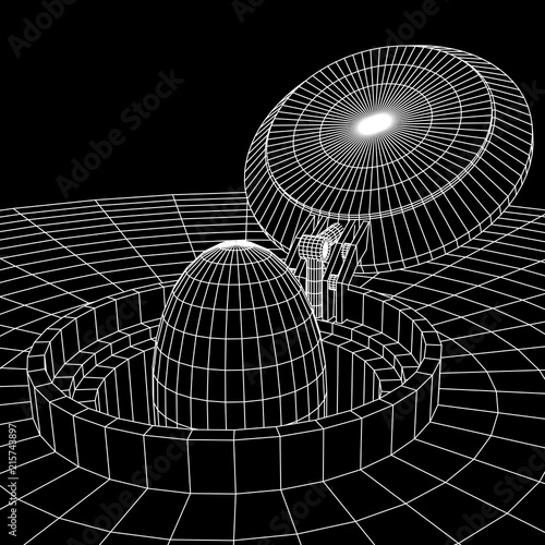 Cover rocket silo intercontinental ballistic missile. Wireframe low poly mesh vector illustration