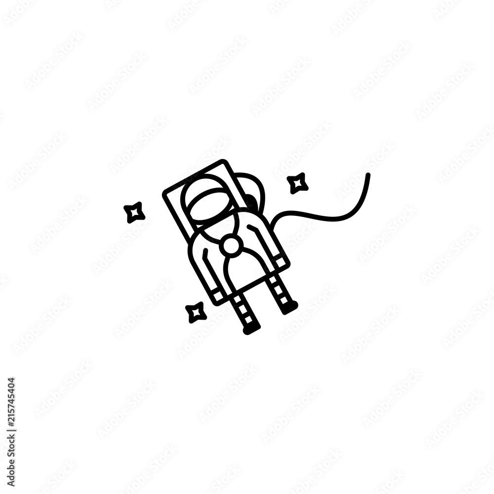 Fototapeta premium cosmonaut in space icon. Element of space for mobile concept and web apps illustration. Thin line icon for website design and development, app development