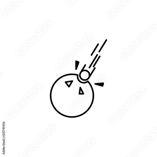 meteorite falls on the planet icon. Element of space for mobile concept and web apps illustration. Thin line icon for website design and development, app development
