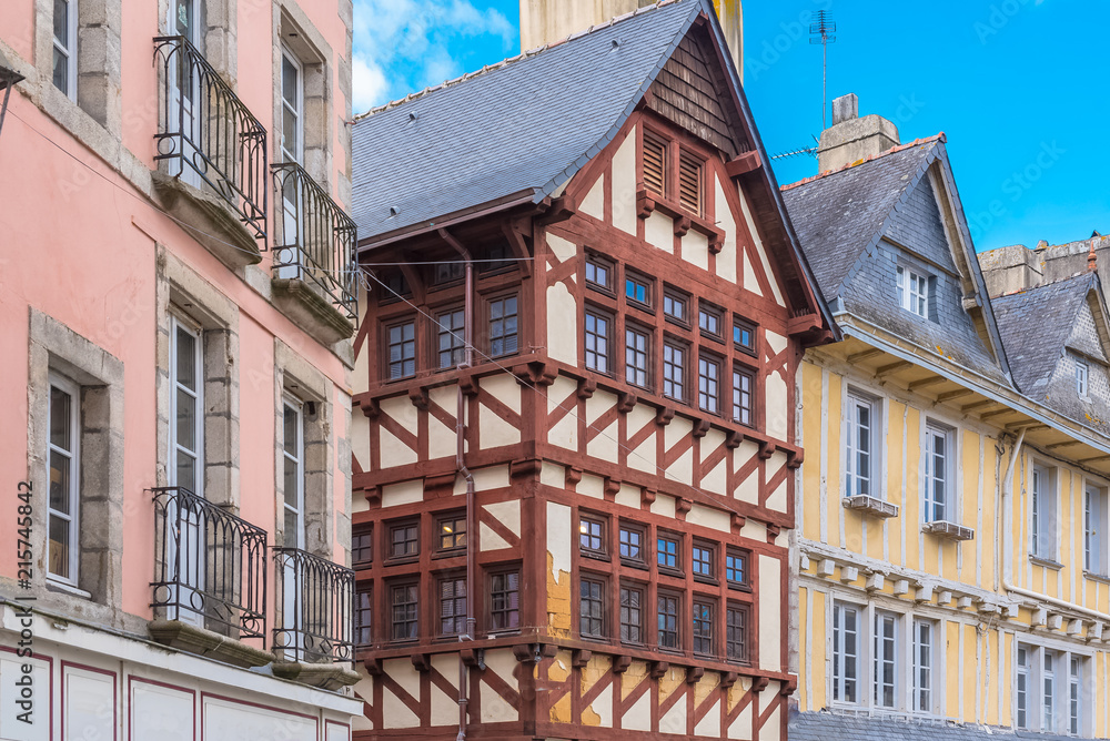 Fototapeta premium Quimper in Brittany, old half-timbered houses in the city center 