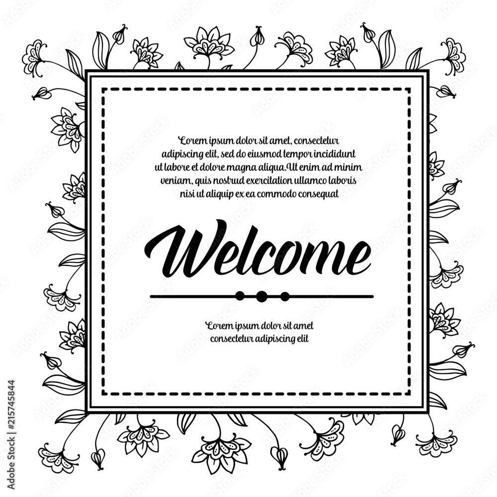 Welcome floral design hand draw collection vector illustration Welcome floral design hand draw collection vector illustration