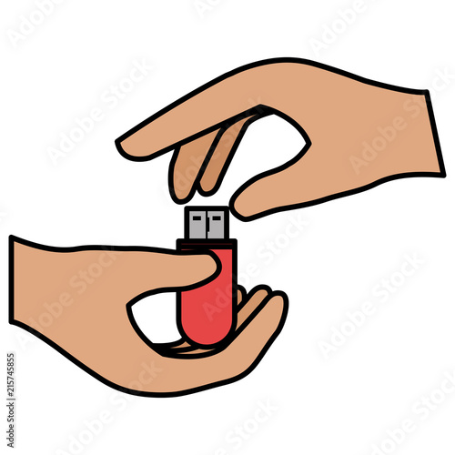 hands with usb memory