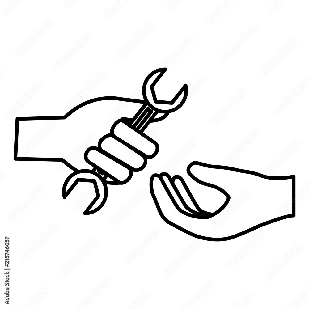 Obraz premium hand with wrench tool