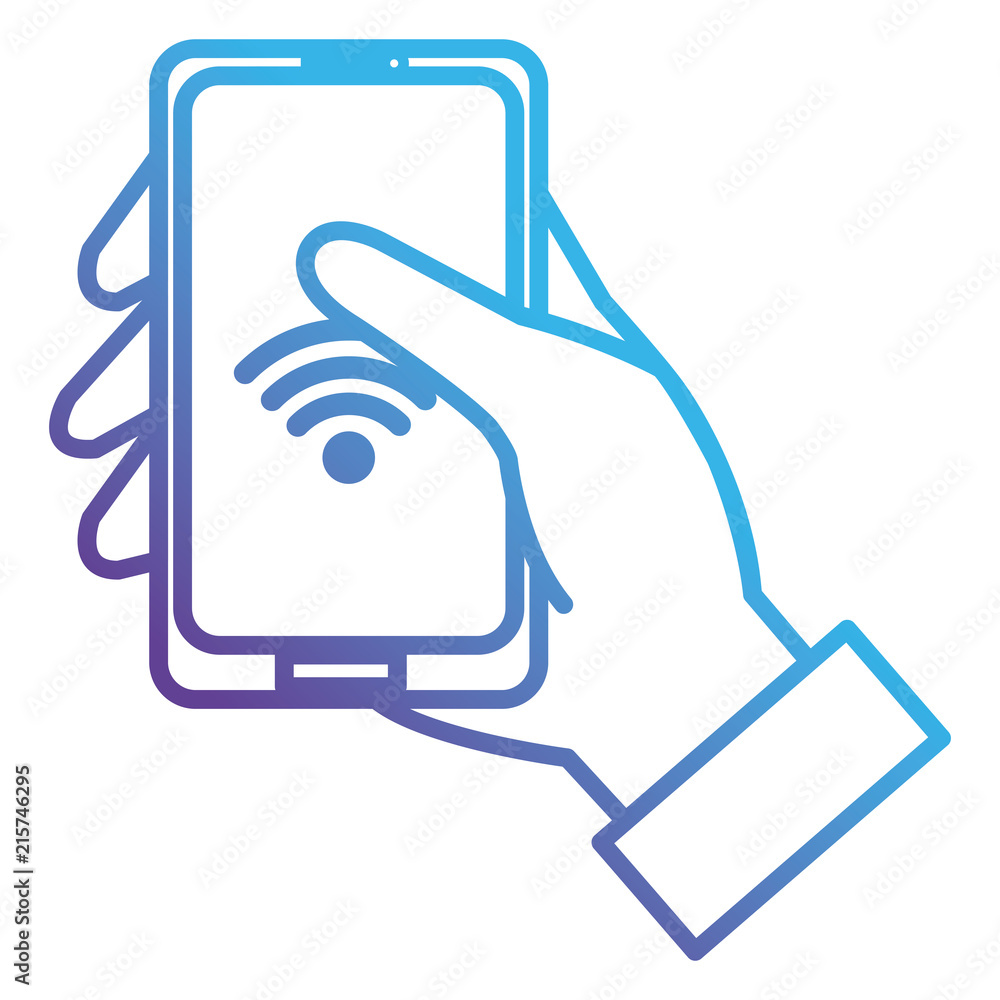 hand using smartphone with wifi signal hand using smartphone with wifi signal