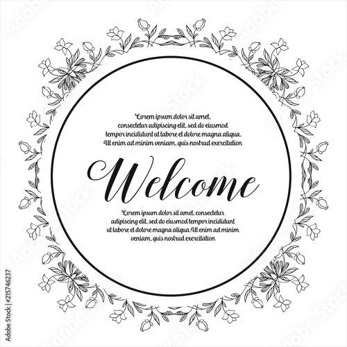 Greeting card of welcome floral art collection vector illustration
