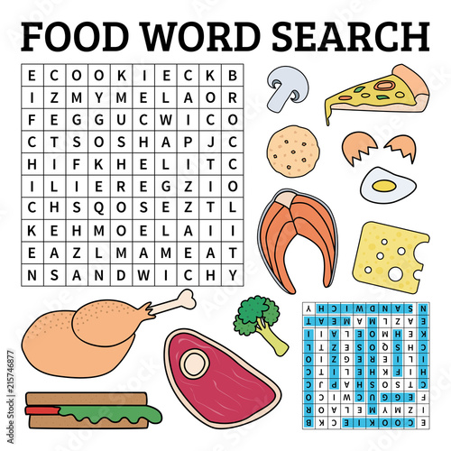 Food word search game for kids
