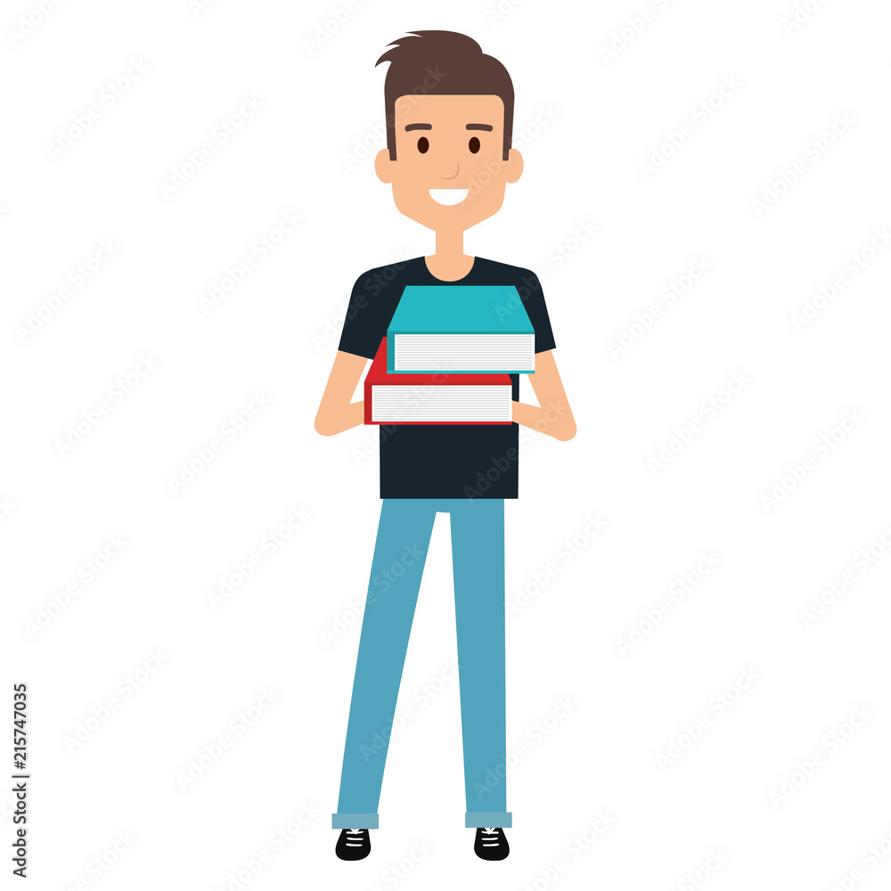 young student with text books school young student with text books school