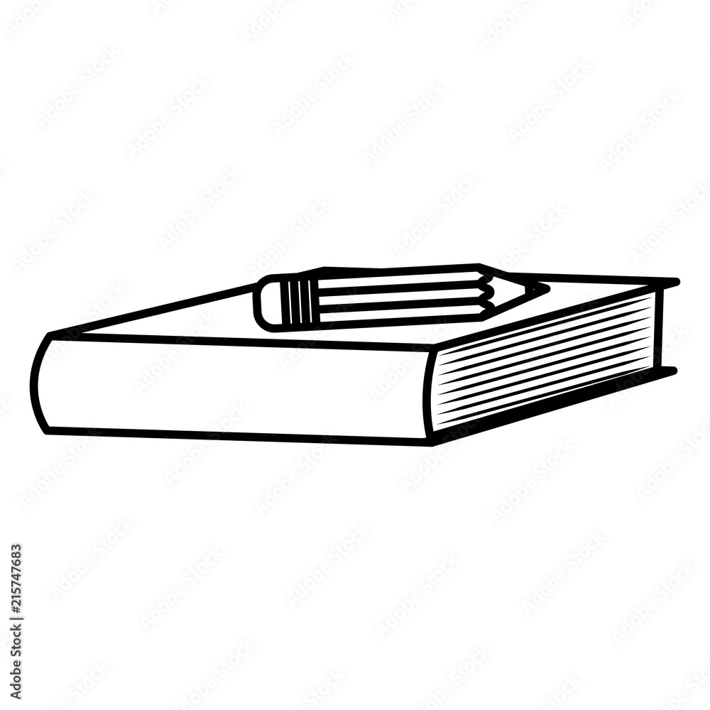 text book school with pencil vector illustration design