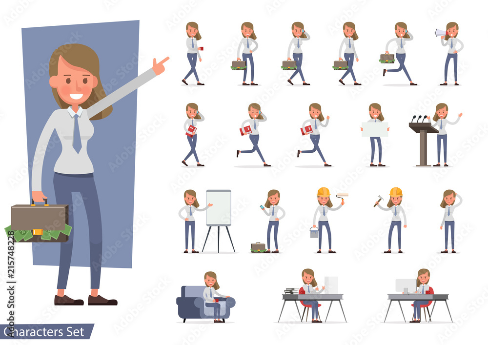 Set of Businesswoman character vector design. no41 Set of Businesswoman character vector design. no41