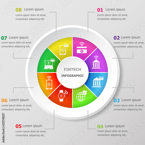 Infographic design template with fintech icons