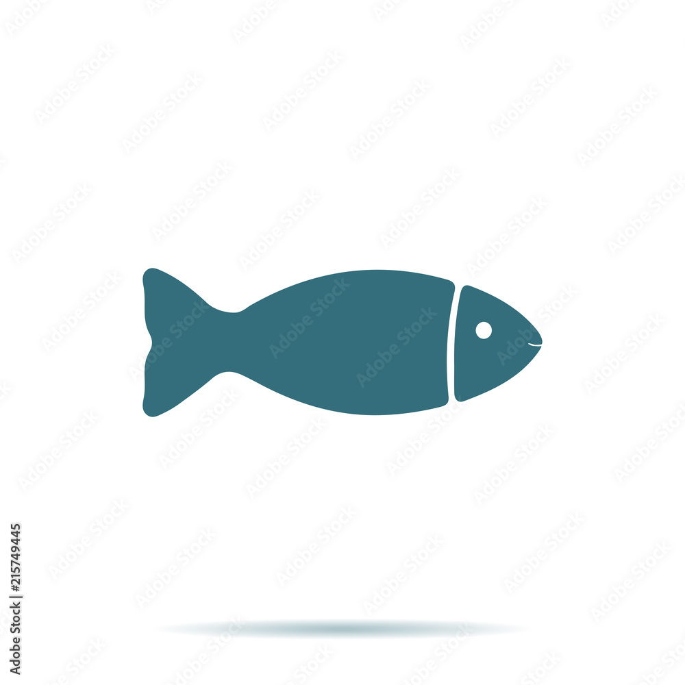 Blue Fish icon isolated on background. Modern flat pictogram, business, marketing, internet concept.